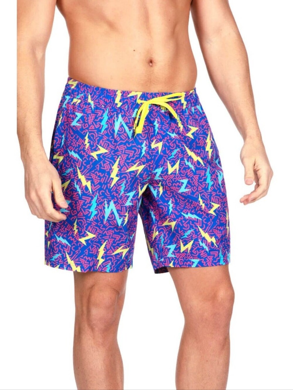 Tipsy Elves Men's Blue Patterned Swim Trunks with Drawstring NWT Size Large